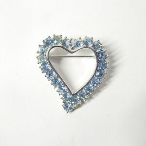 Blue Rhinestone Heart Shaped Brooch Sarah Coventry Vintage Pin Signed